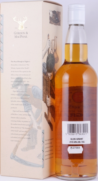 Glen Grant 25 Years Gordon und MacPhail Licensed Bottling White Screw Cap Highland Single Malt Scotch Whisky 40,0%