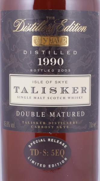 Talisker 1990 13 Years Distillers Edition 2003 Special Release TD-S: 5EQ Isle of Skye Single Malt Scotch Whisky 45.8%