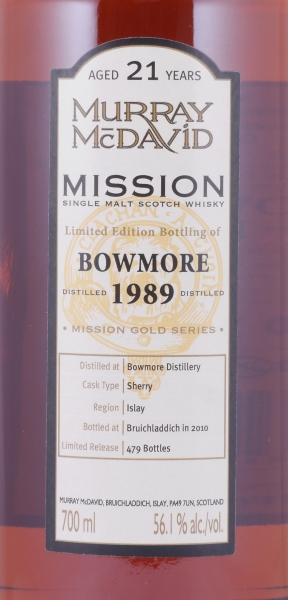 Bowmore 1989 21 Years Sherry Cask Murray McDavid Mission Gold Islay Single Malt Scotch Whisky 56,1%