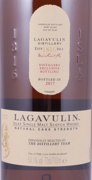 Lagavulin Distillery Exclusive Bottling 2017 Limited Edition Islay Single Malt Scotch Whisky Cask Strength 54.1%