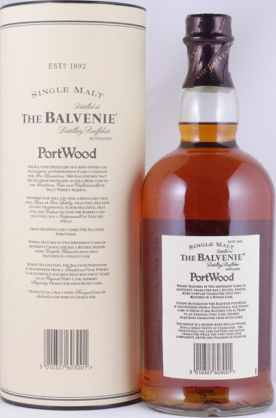 Balvenie 21 Years Port Wood Highland Single Malt Scotch Whisky 43.0% 1.0 L