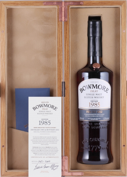 Bowmore 1985 27 Years Bourbon and Sherry Cask Feis Ile 2012 Limited Edition Islay Single Malt Scotch Whisky 52.3%
