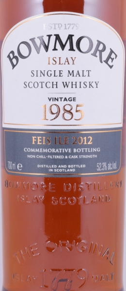Bowmore 1985 27 Years Bourbon and Sherry Cask Feis Ile 2012 Limited Edition Islay Single Malt Scotch Whisky 52.3%