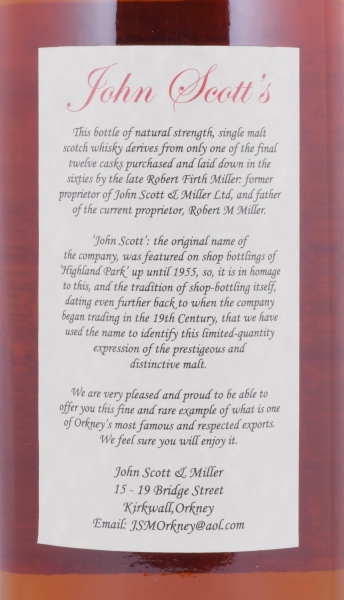 Highland Park 1967 37 Years Sherry Cask No. 3131 John Scotts Limited Edition Orkney Islands Single Malt Scotch Whisky 50,6%