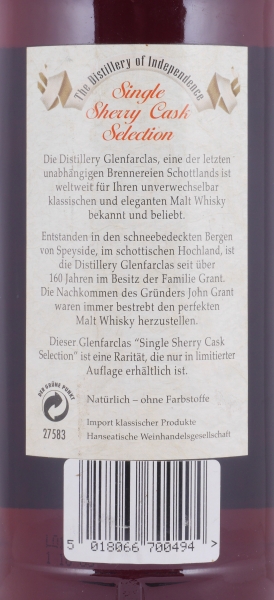 Glenfarclas 1970 30 Years Sherry Cask No. 2016 Eagle Label Highland Single Malt Scotch Whisky Cask Strength 49,3%