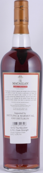 Macallan Cask Strength Sherry Oak Highland Single Malt Scotch Whisky for Dettling and Marmot AG Suisse 58.6%