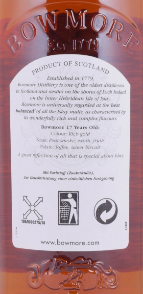 Bowmore 17 Years Seagull Label Islay Single Malt Scotch Whisky 43,0%