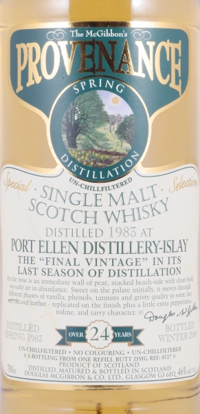 Port Ellen 1983 Over 24 Years Refill Butt Cask DMG No. 4127 Douglas McGibbons Provenance Islay Single Malt Scotch Whisky 46.0%