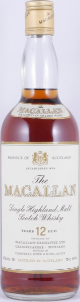 Macallan 12 Years Sherry Wood Highland Single Malt Scotch Whisky 43.0% bottled by Campbell, Hope and King