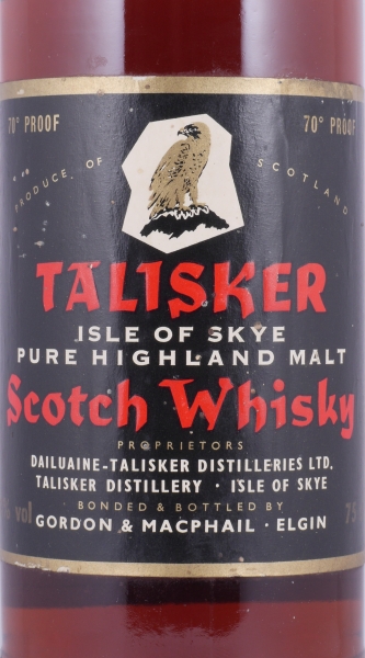 Talisker 1957 Black Label Golden Eagle Red Screw Cap Isle of Skye Pure Malt Scotch Whisky 70° Proof 40.0%
