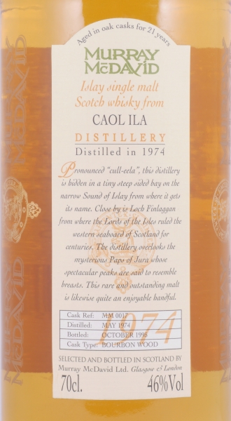 Caol Ila 1974 21 Years Bourbon Cask Ref. MM 0017 Murray McDavid Islay Single Malt Scotch Whisky 46,0%