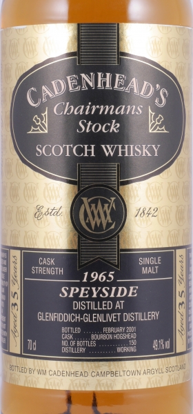 Glenfiddich 1965 35 Years Bourbon Hogshead Cadenheads Chairmans Stock Speyside Single Malt Scotch Whisky 49.1%