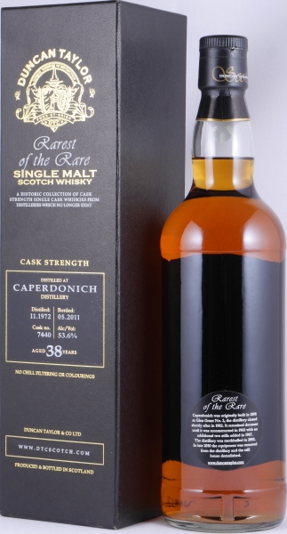 Caperdonich 1972 38 Years Oak Cask No. 7440 Duncan Taylor Rarest of the Rare Speyside Single Malt Scotch Whisky 53,6%
