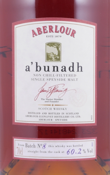 Aberlour A bunadh Batch No. 8 Oloroso Sherry Butts Speyside Single Malt Scotch Whisky Cask Strength 60,2%