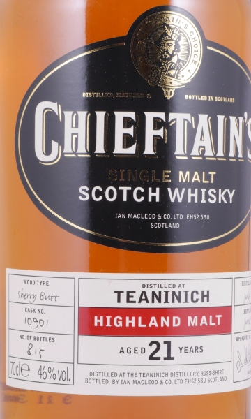 Teaninich 1979 21 Years Sherry Cask No. 10901 Ian McLeod Chieftains Choice Highland Single Malt Scotch Whisky 46.0%