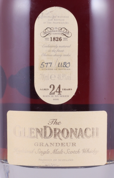Glendronach 24 Years Grandeur Batch No. 006 Oloroso Sherry Casks Highland Single Malt Scotch Whisky 48,9%