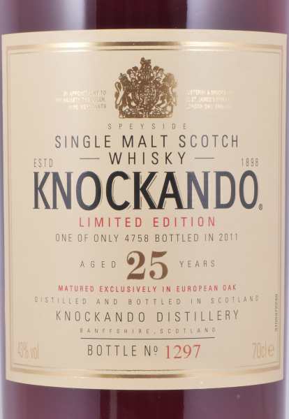 Knockando 25 Years First Fill European Oak Sherry Casks Special Release 2011 Speyside Single Malt Scotch Whisky 43,0%