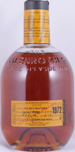 Glenrothes 1972 23 Years Sherry Cask Restricted Release Speyside Single Malt Scotch Whisky 43.0%