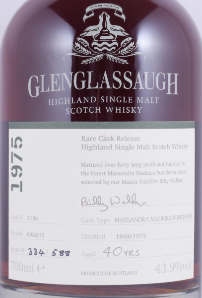 Glenglassaugh 1975 40 Years Massandra Madeira Puncheon Cask No. 2180 Highland Single Malt Scotch Whisky 43.9%