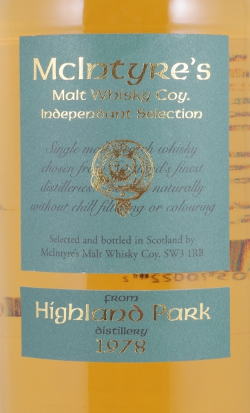 Highland Park 1978 18 Years Refill Sherry Oak Cask McIntyres Orkney Islands Single Malt Scotch Whisky 46,0%