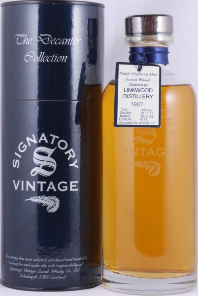 Linkwood 1987 16 Years Oak Cask No. 4142 Signatory Vintage The Decanter Collection Highland Single Malt Scotch Whisky 43.0%