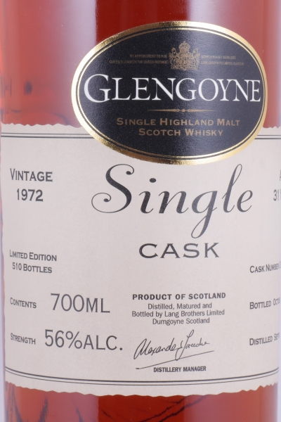 Glengoyne 1972 31 Years Single Cask No. 2970 Highland Single Malt Scotch Whisky Cask Strength 56.0%