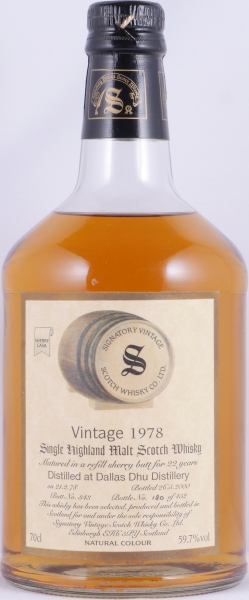 Dallas Dhu 1978 22 Years Sherry Butt Cask No. 343 Signatory Vintage Speyside Single Malt Scotch Whisky 59.7%