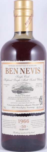 Ben Nevis 1966 50 Years Sherry Hogshead Cask No. 3641 Highland Single Malt Scotch Whisky Cask Strength 40.6%