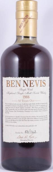Ben Nevis 1966 50 Years Sherry Hogshead Cask No. 3641 Highland Single Malt Scotch Whisky Cask Strength 40.6%