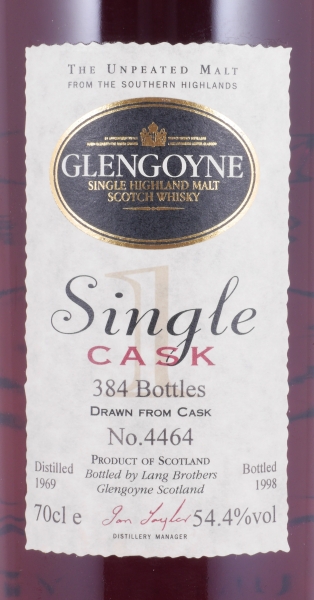 Glengoyne 1969 29 Years Sherry Cask No. 4464 Lang Brothers Highland Single Malt Scotch Whisky 54.4%