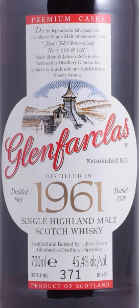 Glenfarclas 1961 46 Years First Fill Oloroso Sherry Cask No. 1, 1319, 1321 Premium Casks Highland Single Malt Scotch Whisky 45,4%