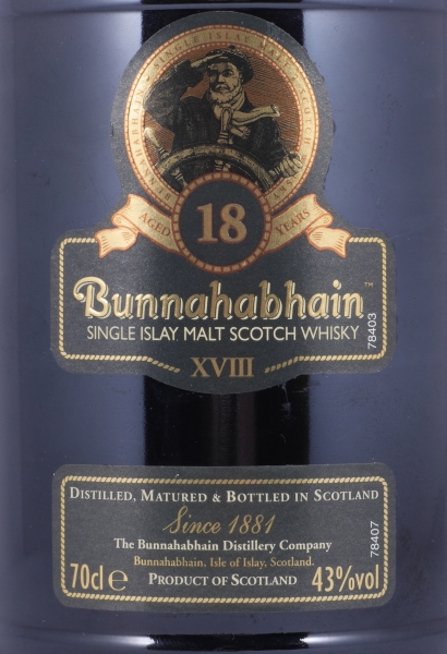 Bunnahabhain XVIII 18 Years Limited Release Islay Single Malt Scotch Whisky 43.0%
