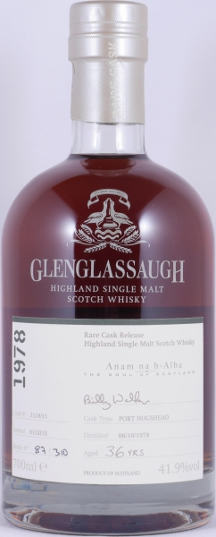 Glenglassaugh 1978 36 Years Port Hogshead Cask No. 1118/11 Highland Single Malt Scotch Whisky 41.9%