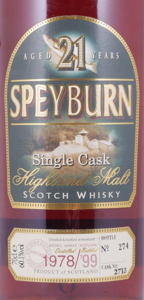 Speyburn 1978 21 Years Sherry Cask No. 2713 Highland Single Malt Scotch Whisky Cask Strength 60.1%