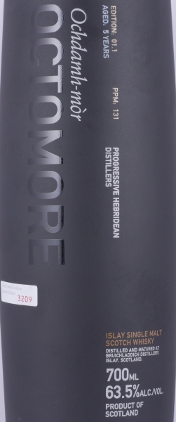 Bruichladdich 2002 5 Years Octomore Edition 01.1 Ochdamh-mor American Oak Buffalo Trace Casks Islay Single Malt Scotch Whisky 63,5%