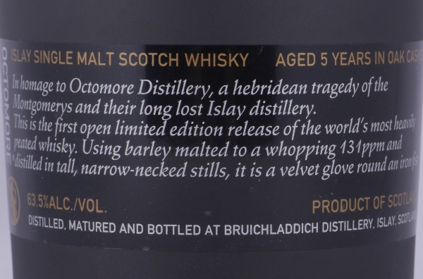 Bruichladdich 2002 5 Years Octomore Edition 01.1 Ochdamh-mor American Oak Buffalo Trace Casks Islay Single Malt Scotch Whisky 63,5%