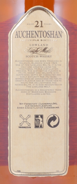 Auchentoshan 21 Years Bourbon and Sherry Casks The Triple Distilled Lowland Single Malt Scotch Whisky 43.0%