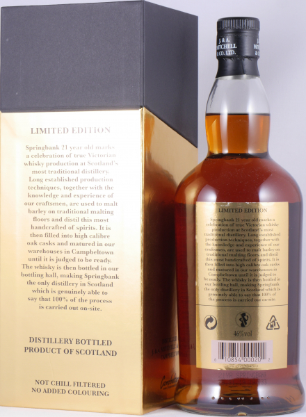 Springbank 21 Years Limited 2019 Edition Port and Rum Casks Campbeltown Single Malt Scotch Whisky 46.0%