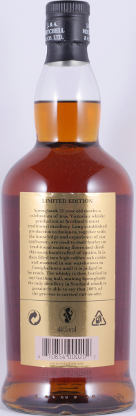 Springbank 21 Years Limited 2019 Edition Port and Rum Casks Campbeltown Single Malt Scotch Whisky 46.0%