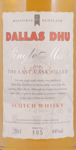 Dallas Dhu 1983 The Last Cask Filled Remnant Oak Cask No. 327 Historic Collection Speyside Single Malt Scotch Whisky 48.0%
