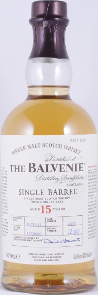 Balvenie 1995 15 Years Oak Cask No. 9369 Single Barrel Highland Single Malt Scotch Whisky 47.8%