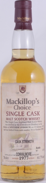 Convalmore 1977 22 Years Oak Cask No. 58 Mackillops Choice Single Cask Speyside Single Malt Scotch Whisky 61.7%