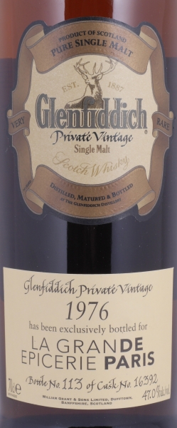 Glenfiddich 1976 30 Years Sherry Oak Cask No. 16392 La Grande Epicerie Paris Speyside Single Malt Scotch Whisky 47.0%
