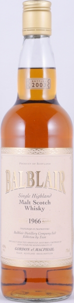 Balblair 1966 37 Years Gordon und MacPhail Licensed Bottling Gold Screw Cap Highland Single Malt Scotch Whisky 40,0%