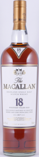 Macallan 18 Years Sherry Oak Annual 2017 Release Oak Highland Single Malt Scotch Whisky 43,0%