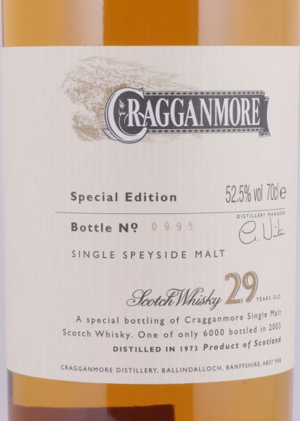 Cragganmore 1973 29 Years Oak Casks Special Edition 2003 Speyside Single Malt Scotch Whisky Cask Strength 52,5%