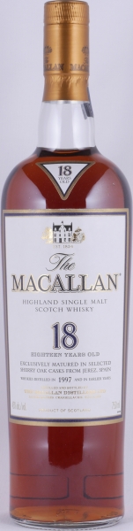 Macallan 1997 18 Years Sherry Oak Highland Single Malt Scotch Whisky 750ml Edrington Americas NY 43,0%