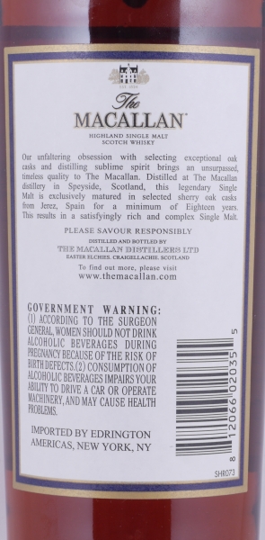 Macallan 1997 18 Years Sherry Oak Highland Single Malt Scotch Whisky 750ml Edrington Americas NY 43,0%