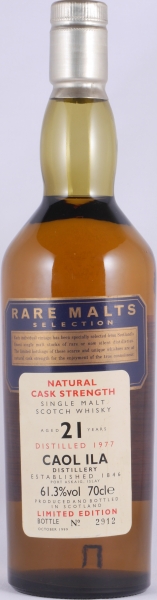 Caol Ila 1977 21 Years Diageo Rare Malts Selection Limited Edition Islay Single Malt Scotch Whisky Cask Strength 61.3%