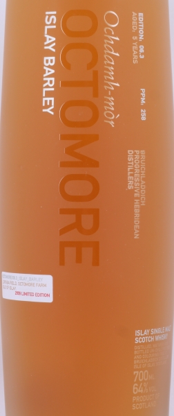 Bruichladdich Octomore 06.3 5 Years 2009 Limited Edition Islay Barley-Lorgba Field Islay Single Malt Scotch Whisky 64.0%